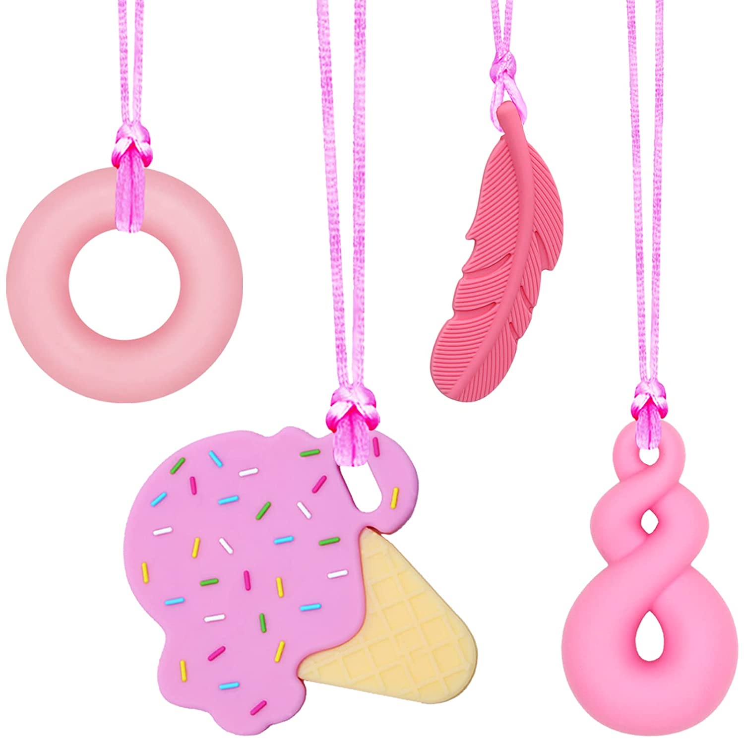Chew Necklaces for Sensory Girls, 4 Pack Chewy Necklace Sensory Kids chewelry 