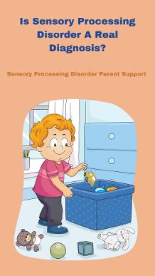 child with sensory processing disorder playing in a bin of toys Is Sensory Processing Disorder A Real Diagnosis?  