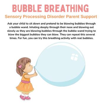 girl blow up a huge bubble for bubble breathing mindful activities for children