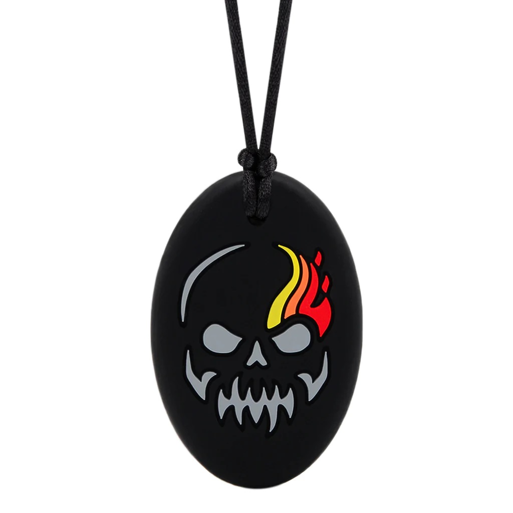 Munchables Flaming Skull Chewelry sensory chew pendant necklace