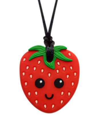 Munchables Strawberry Chew Necklace This adorable Munchables Strawberry Chew Necklace chewelry chew pendant necklace 