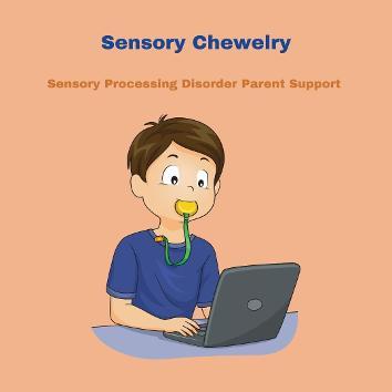 boy with sensory processing disorder oral seekeing and chewing on chewelry 