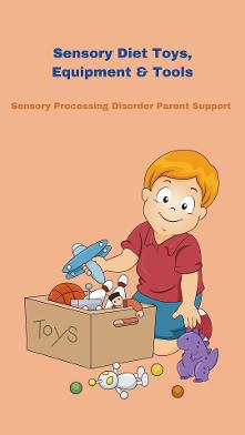 child with sensory processing disorder with a box of sensory toys Sensory Processing Disorder Sensory Diet Toys & Tools
