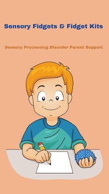 boy at school with sensory processing disorderwriting holding a sensory fidget  Sensory Fidgets & Fidget Kits