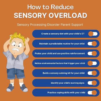frustrated young boy upset and frustrated with sensory overload and next to a diagram about sensory processing disorder sensory overload about to have a sensory meltdown 