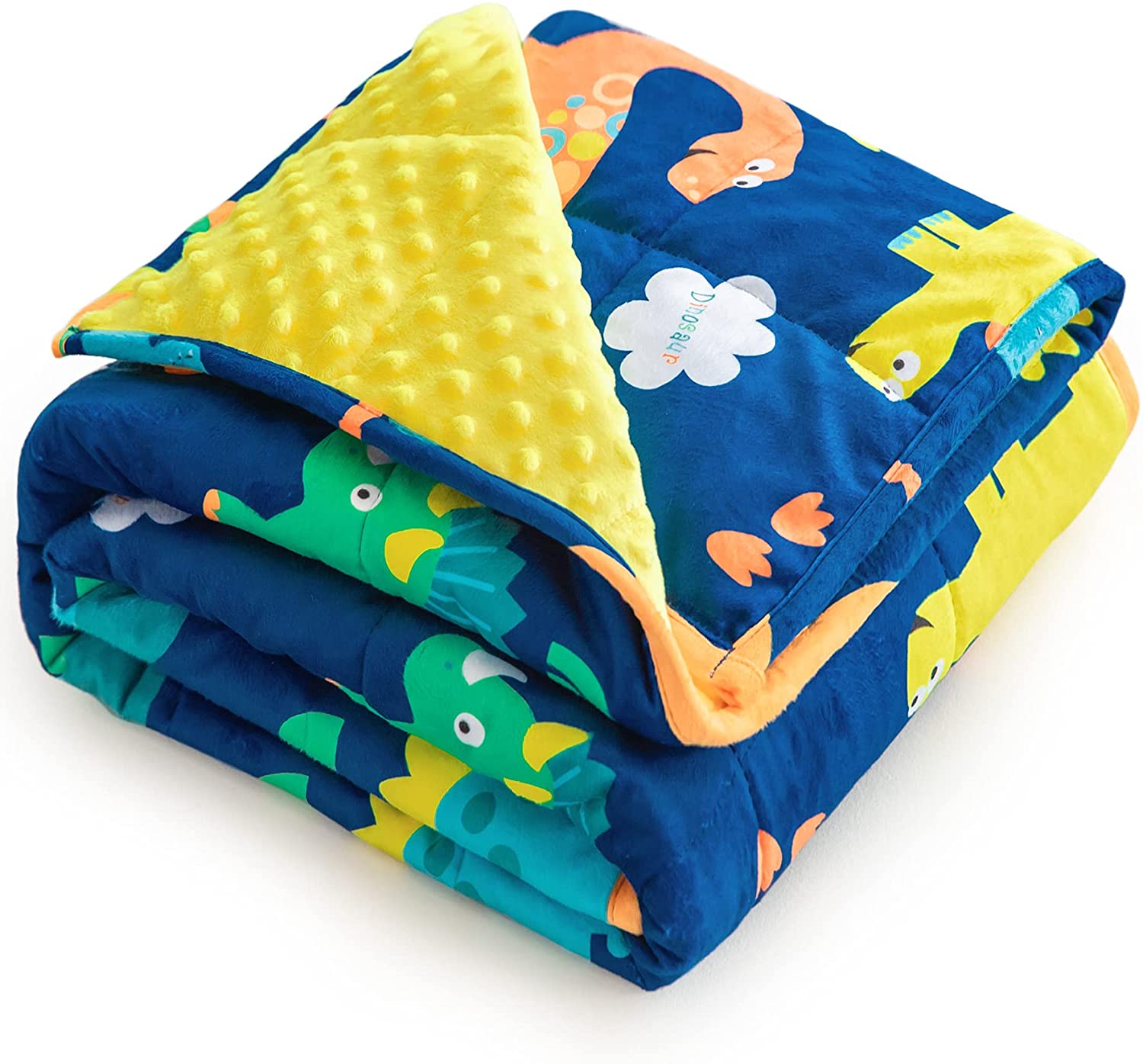 19 x 21 Inch Blue Dinosaur Sivio Weighted Lap Pad for Kid 2lbs 100% Cotton Weighted Blanket for Children Sensory Weighted Lap Blanket for Kids Indoor Outdoor