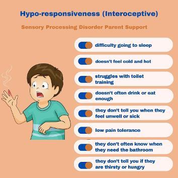 Hypo-responsiveness (Interoceptive)  boy burning finger sensory processing disorder symptoms 