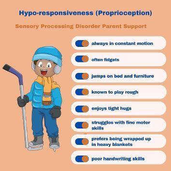 Hypo-responsiveness (proprioception) Sensory Processing Disorder Symptoms Checklist   