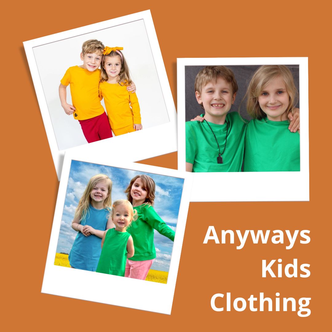 three photos of anyways kids sensory friendly clothing