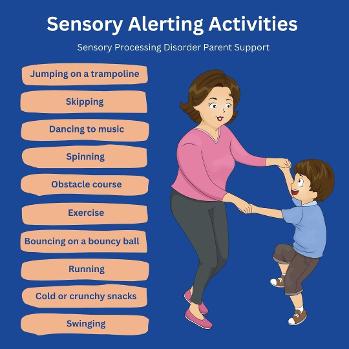 mother dancing with son sensory alerting activities diagram 