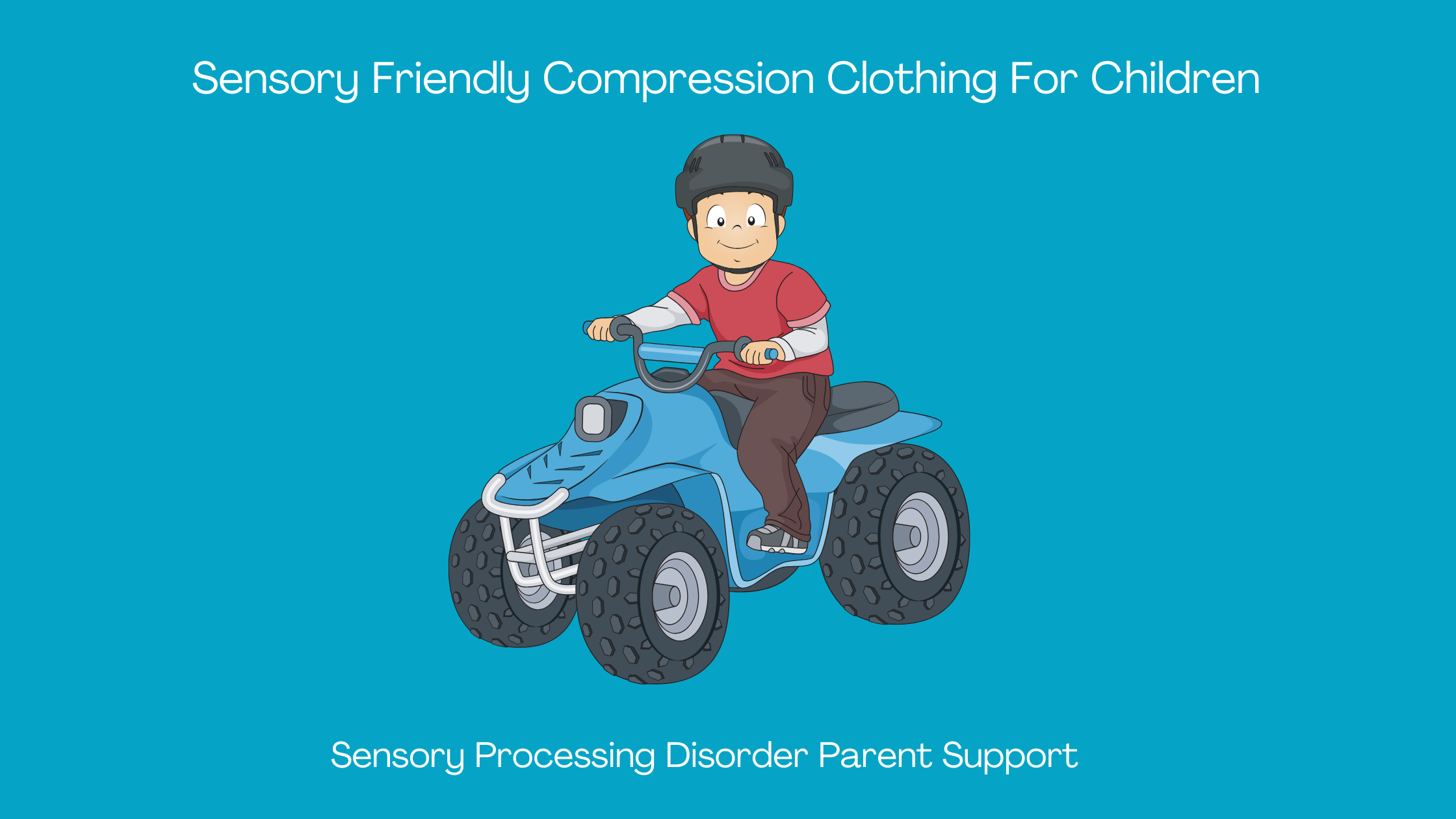 child with sensory processing disorder on a trike wearing a helmet and compression shirt Sensory Friendly Compression Clothing For Children