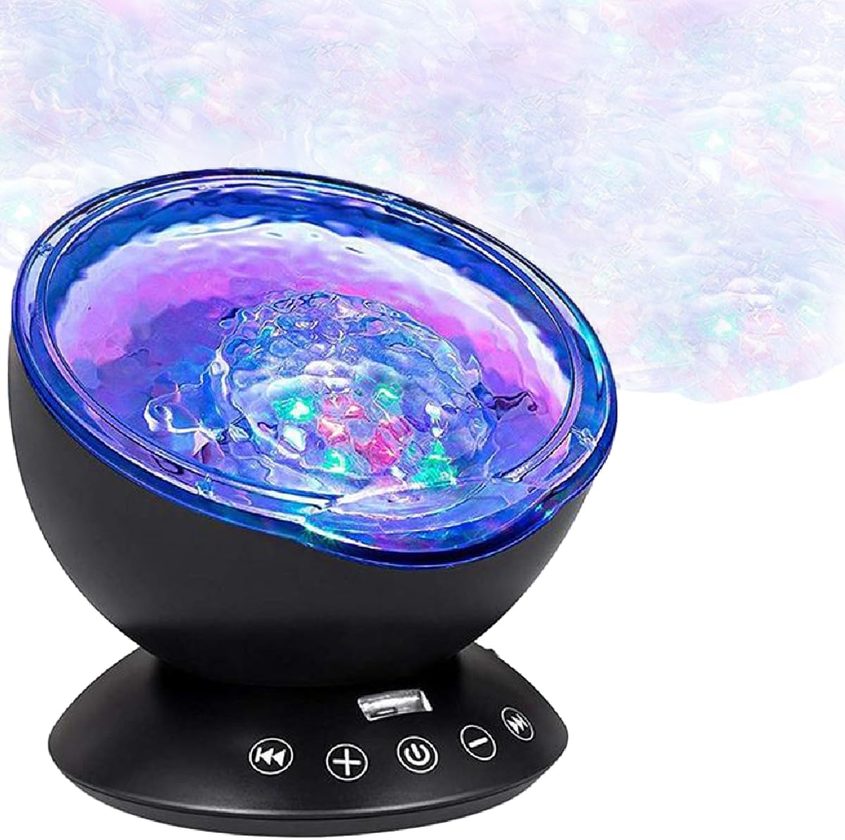 Bright Autism Calming Sensory Sea Lamp - Night Light Projector for Kids, 7 Light Modes, Color Changing Music Player, Nature Relaxation Sounds