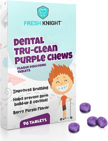Fresh Knight Plaque disclosing tablets contains advanced disclosing agents, that allows quick identification of problem areas for plaque