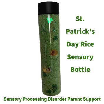 st patricks day sensory rice sensory calming Bottle sensory processing disorder