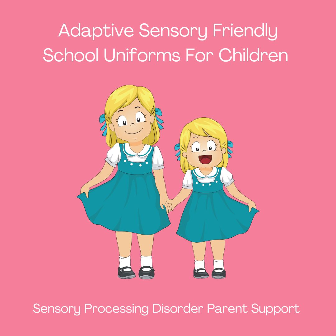 two girls private school wearing sensory friendly school uniforms