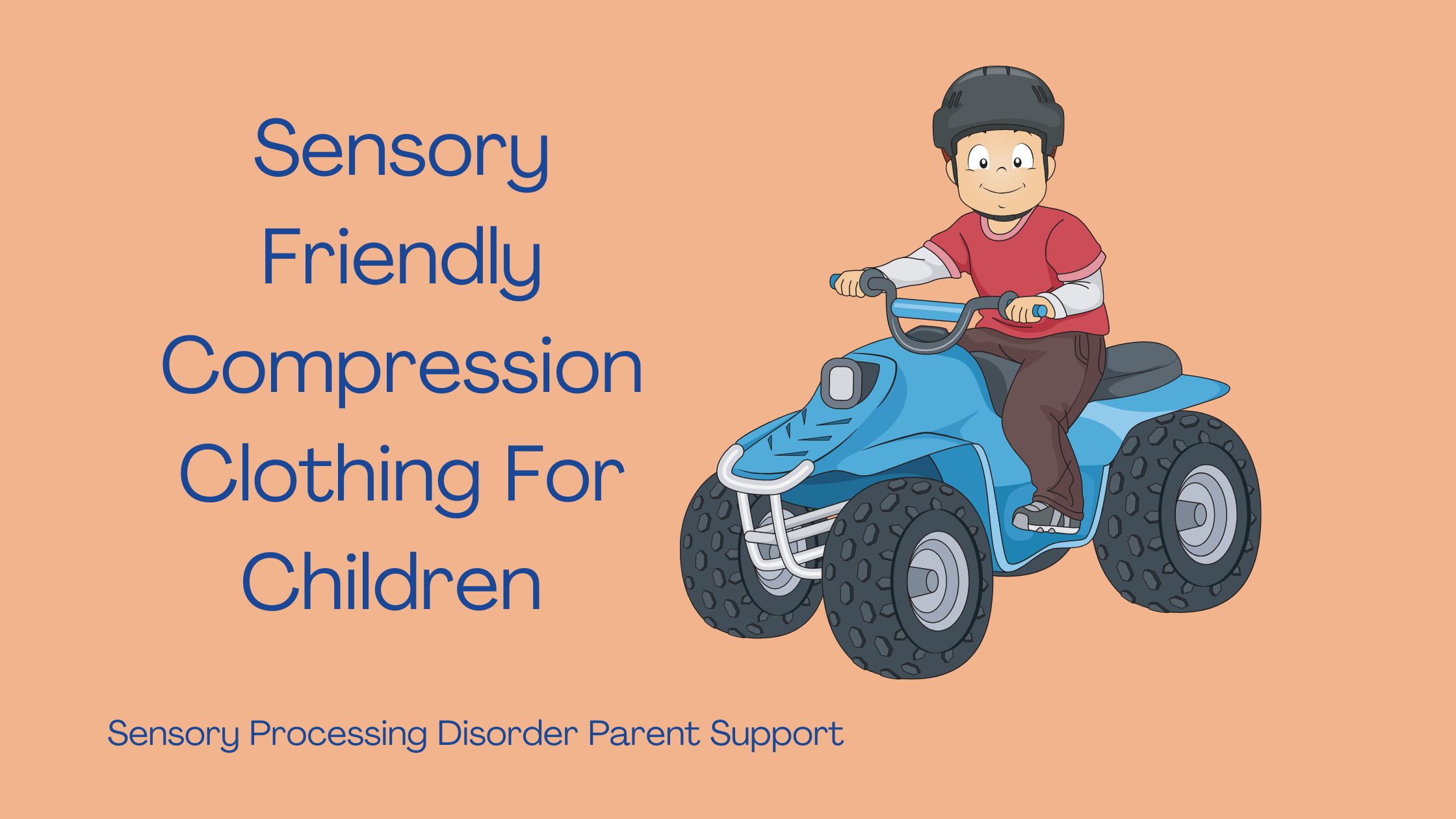 child with sensory processing disorder on a trike wearing a helmet and compression shirt Sensory Friendly Compression Clothing For Children
