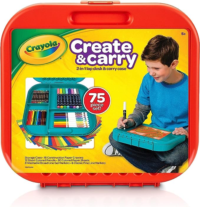 Crayola Create 'N Carry Art Set (75pcs), Art Supplies Kit, Drawing Set for Kids, Arts & Crafts Supplies, Gift for Kids