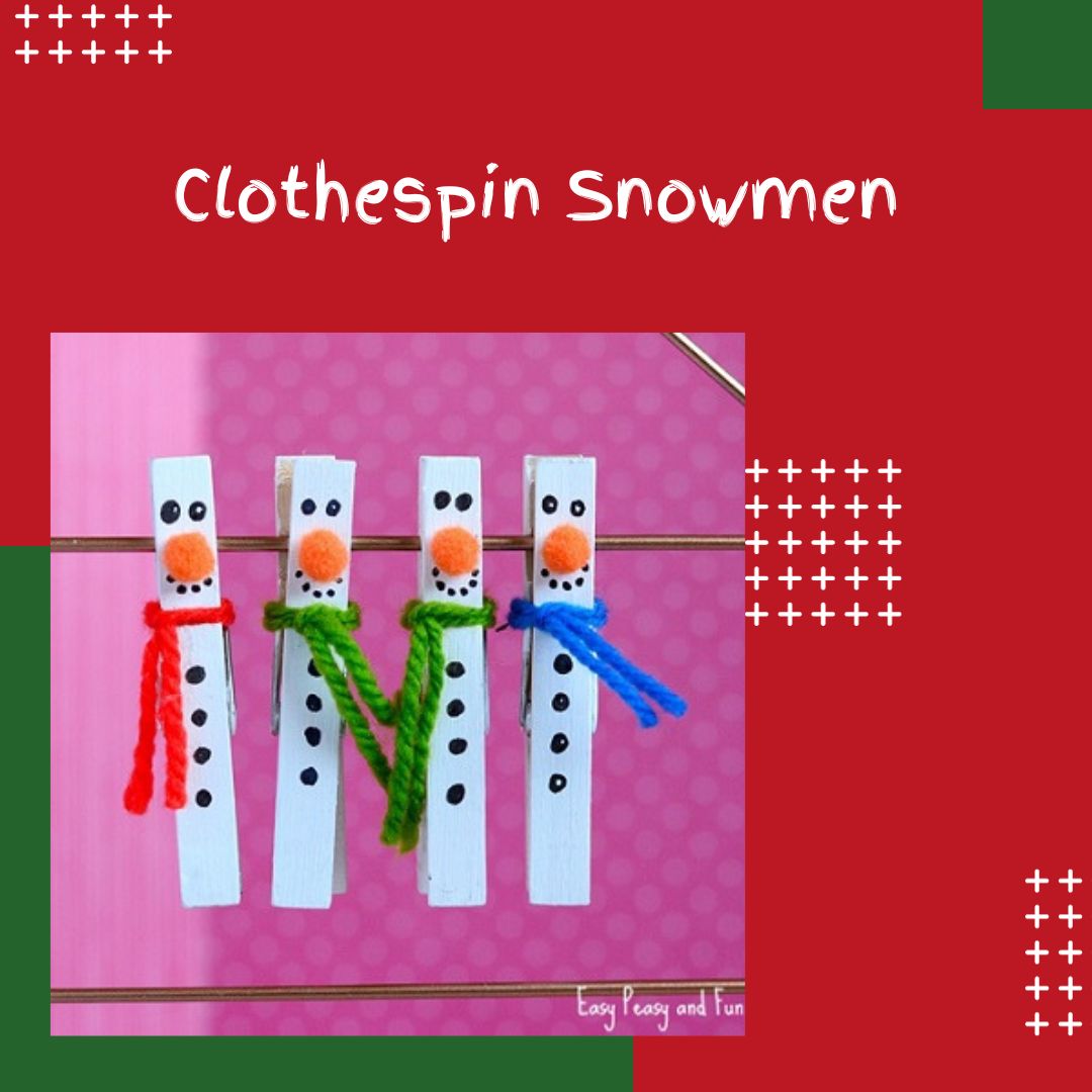 Clothespin Snowmen Crafts for children