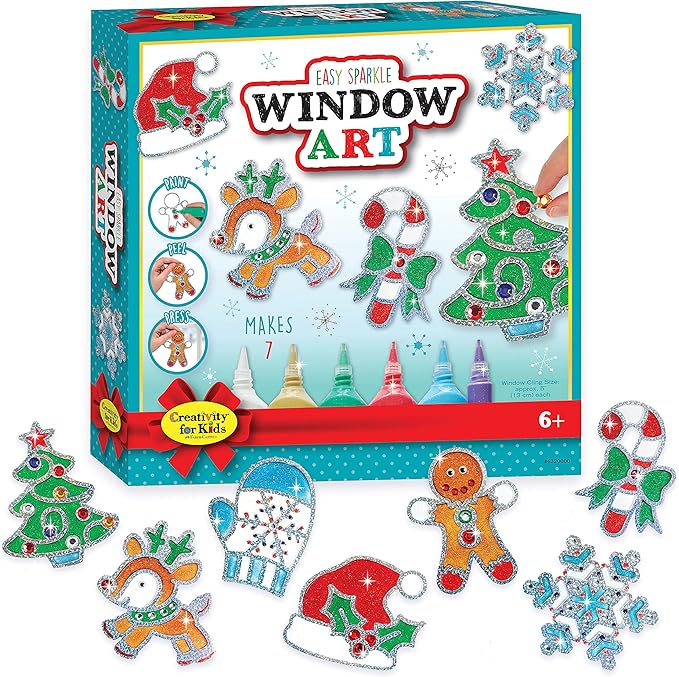 Creativity for Kids Easy Sparkle Window Art Craft Kit - Christmas and Holiday Activities