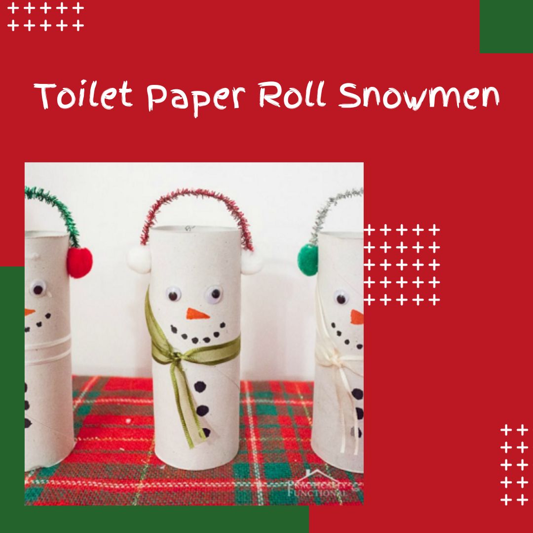 Toilet Paper Roll Snowman Tree Christmas crafting for children