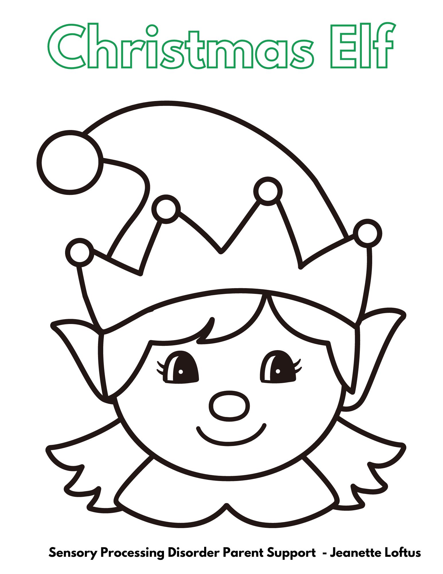 Christmas Elf  Christmas Coloring Pages FREE Sensory Processing Disorder Parent Support