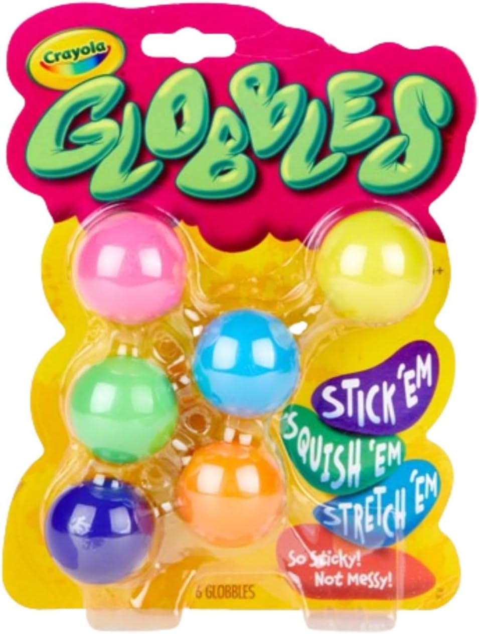 Crayola Globbles Fidget Toy (6ct), Sticky Fidget Balls, Squish Gift for Kids