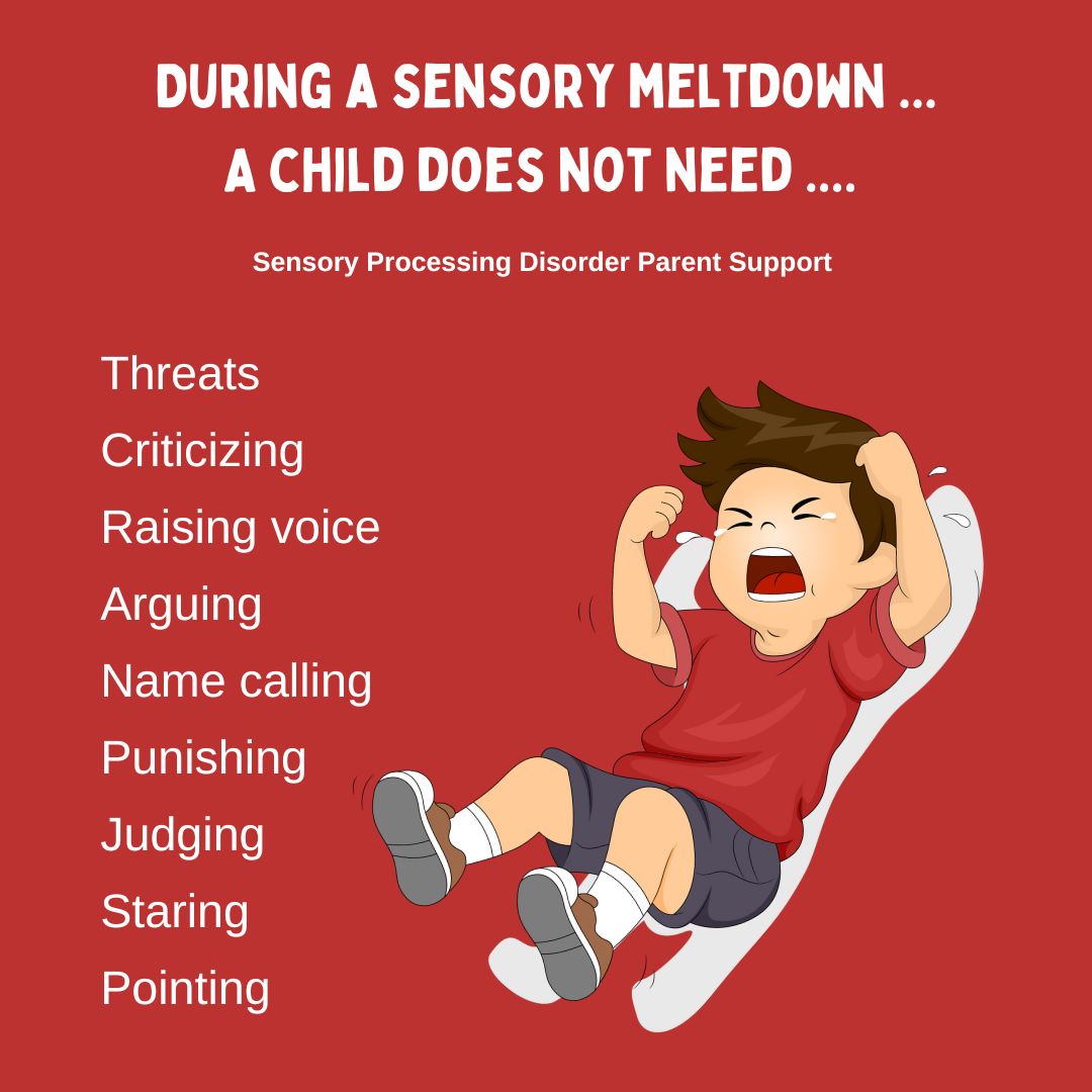 During a sensory meltdown ... A child does not need sensory meltdowns sensory processing disorder 