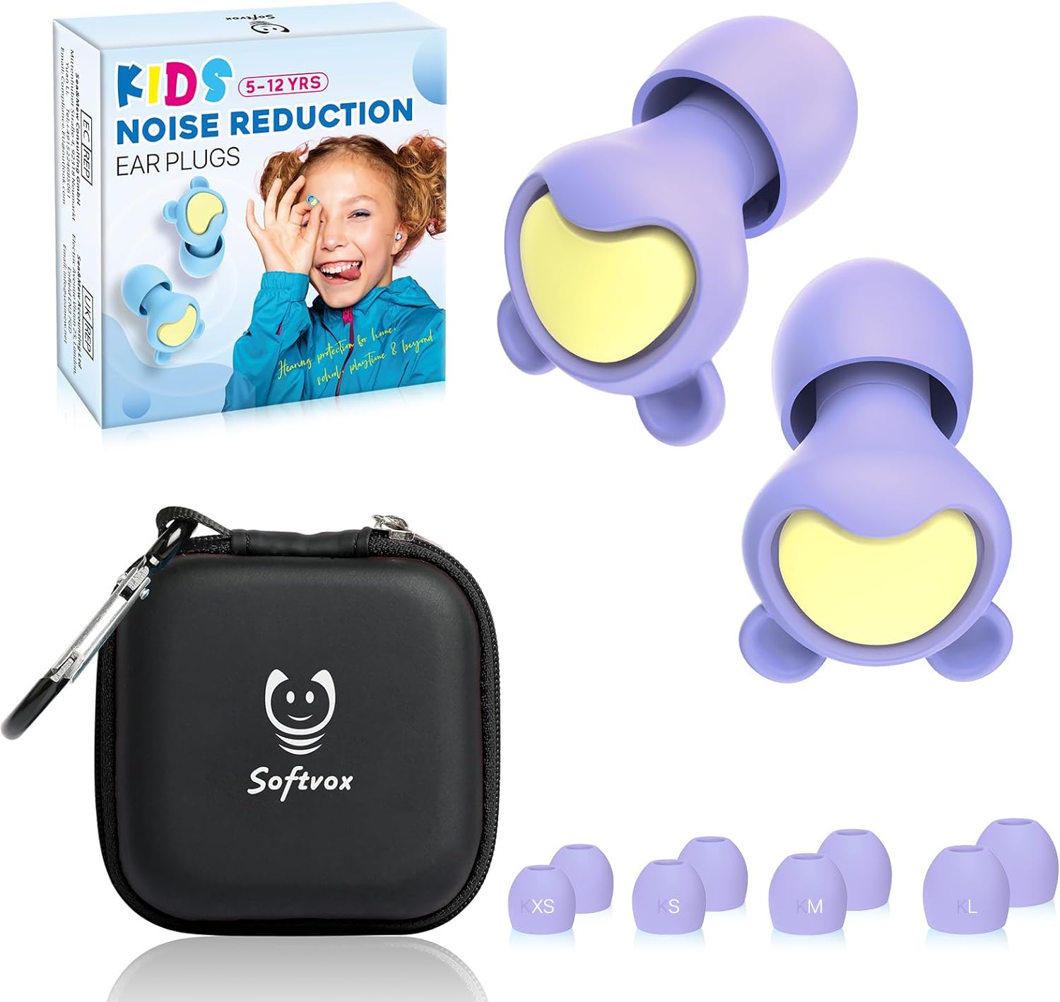 Kids Earplugs (5-12 yrs) – Hearing Protection for Adult Children with Small Ear Canals, Noise Sensitivity Ear Plugs for Home, School, Playtime