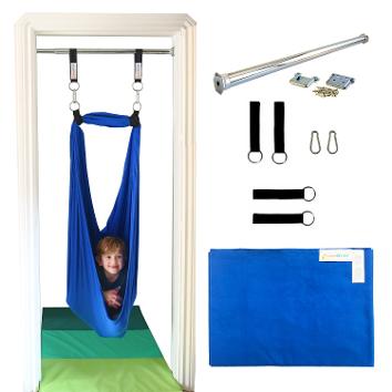 Doorway Therapy Sensory Swing - Blue Indoor swing for kids! Great for vestibular input for children with SPD and autism.