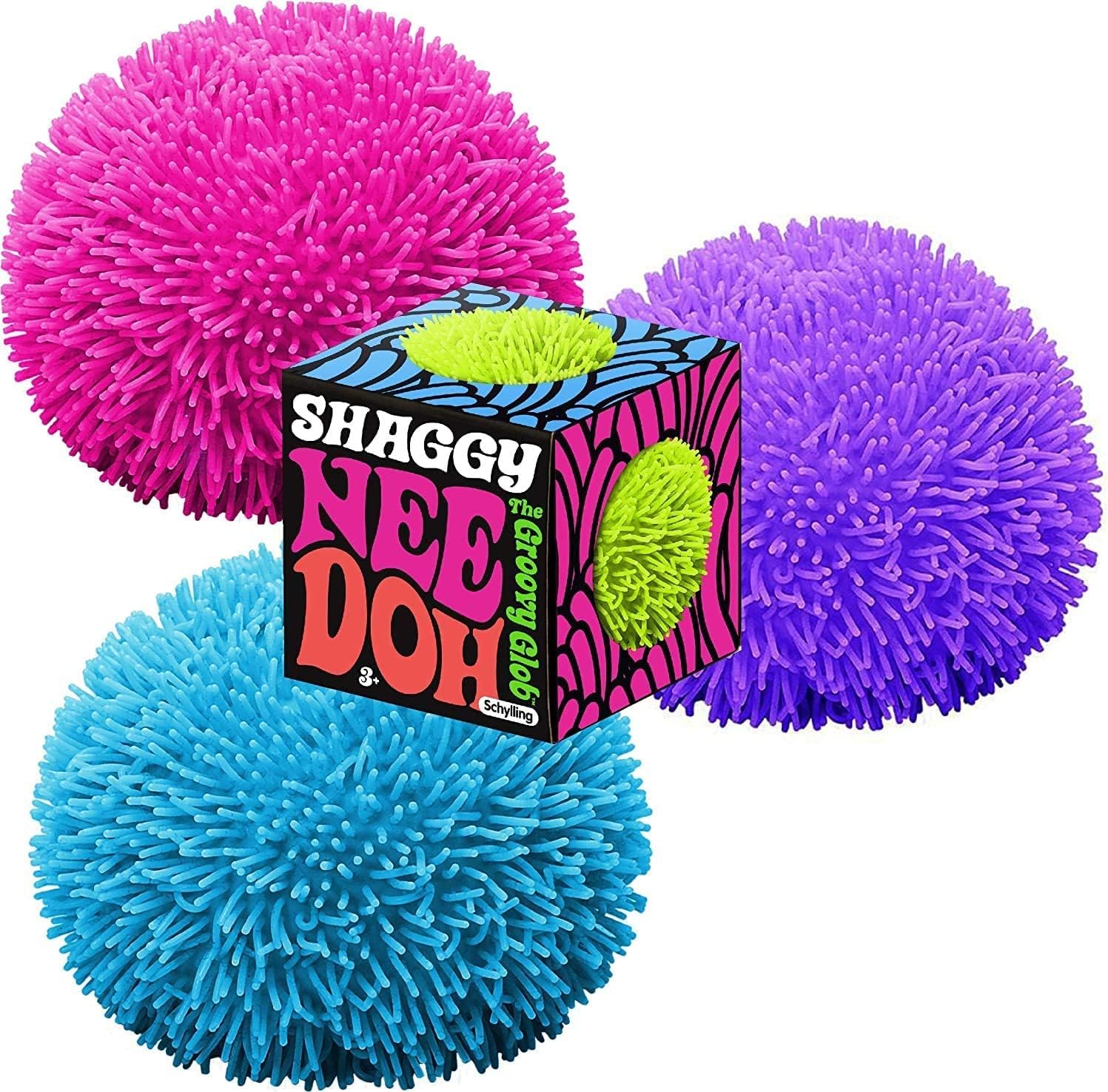 Nee-Doh Schylling Shaggy Groovy Glob! Squishy, Squeezy, Stretchy Stress Balls Neon Colors Gift Set Party Bundle