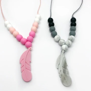 gummy chic feather necklace chew beads chewelry