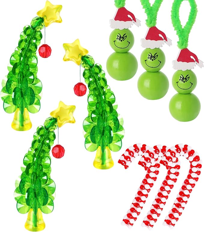 Christmas Crafts for Kids Adults,30 Sets Christmas Beaded Ornament Kit for Kids to Make-Including 12