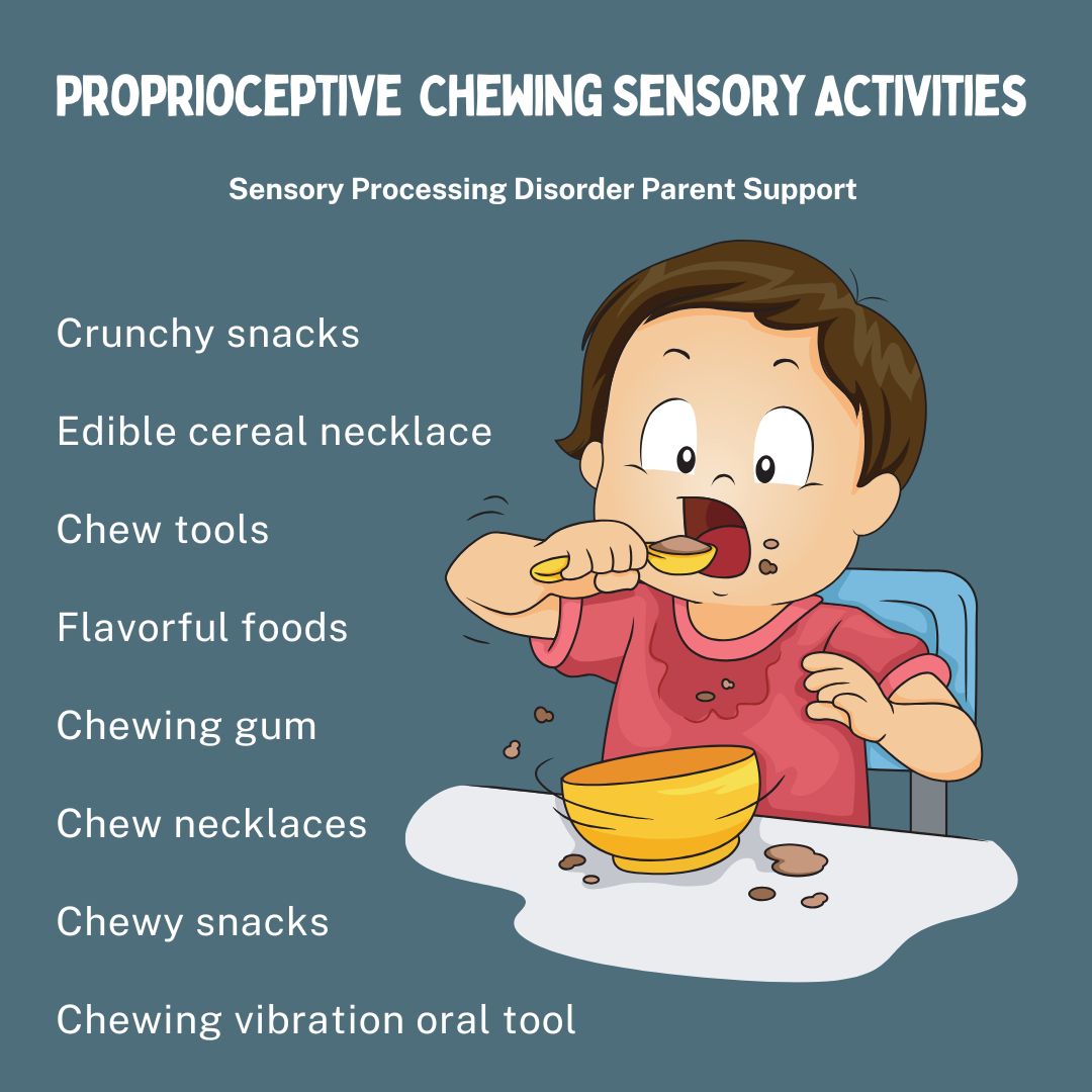 Proprioceptive  Chewing Sensory Activities  Sensory Processing Disorder Proprioceptive  Chewing Sensory Activities  Sensory Processing Disorder Proprioceptive  Chewing Sensory Activities  Sensory Processing Disorder Crunchy snacks  Edible cereal necklace  Chew tools  Flavorful foods  Chewing gum Chew necklaces  Chewy snacks  Chewing vibration oral tool