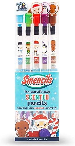 Holiday Smencils - HB #2 Patented Gourmet Scented Fun Pencils, 5 Count - Stocking Stuffer, Gifts for Kids