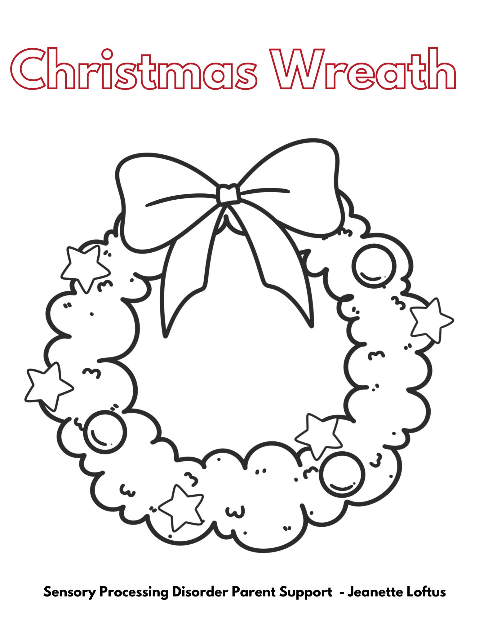 Christmas Wreath  Christmas Coloring Pages FREE Sensory Processing Disorder Parent Support