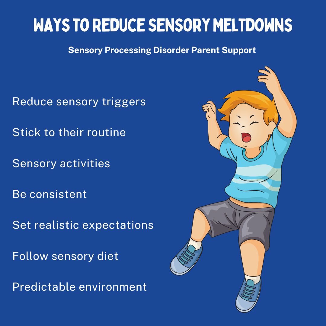 Ways to Reduce Sensory Meltdowns  Reduce sensory triggers Stick to their routine Sensory activities Be consistent Set realistic expectations Follow sensory diet Predictable environment