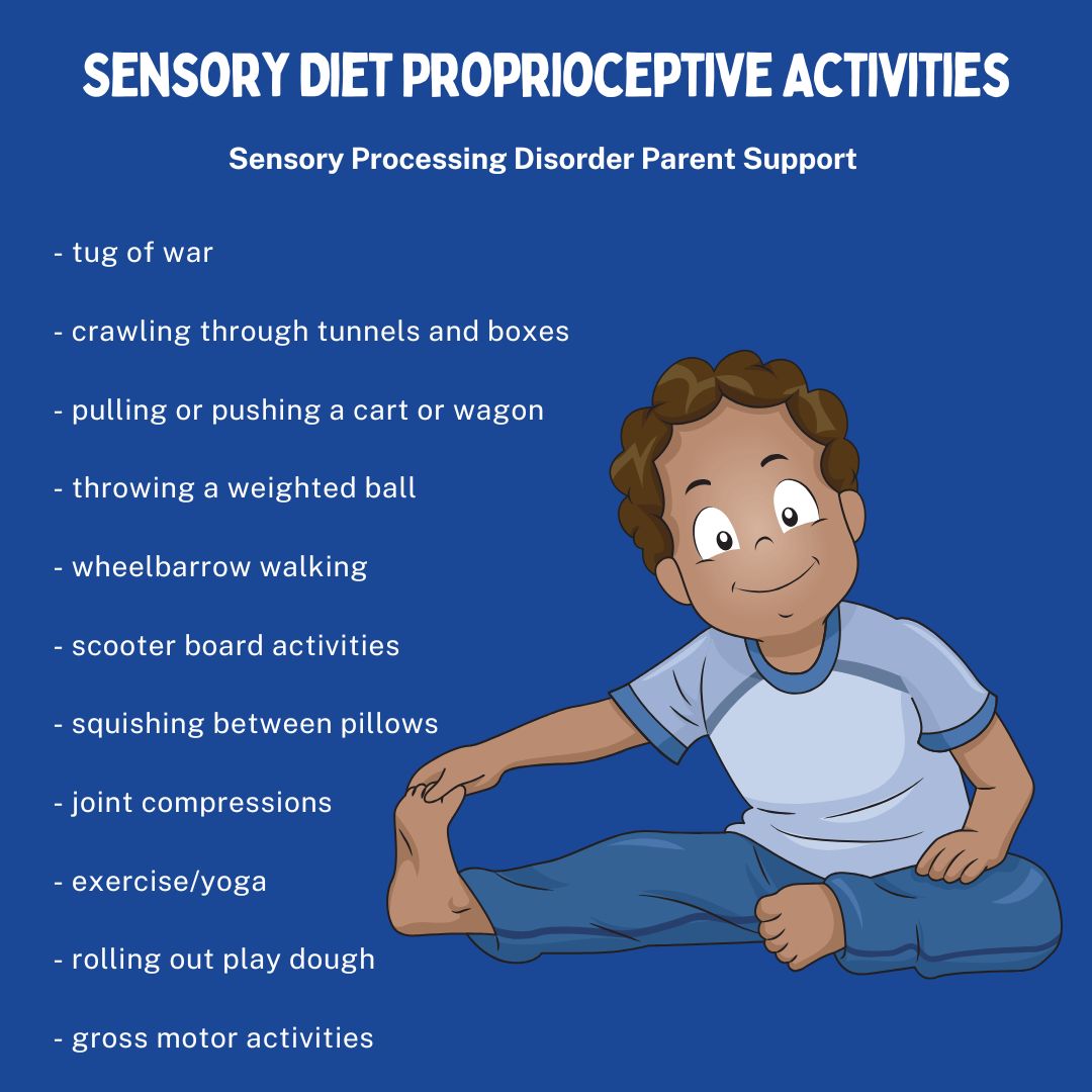 little boy filling sensory diet and doing Sensory Diet Proprioceptive Activities sensory processing disorder