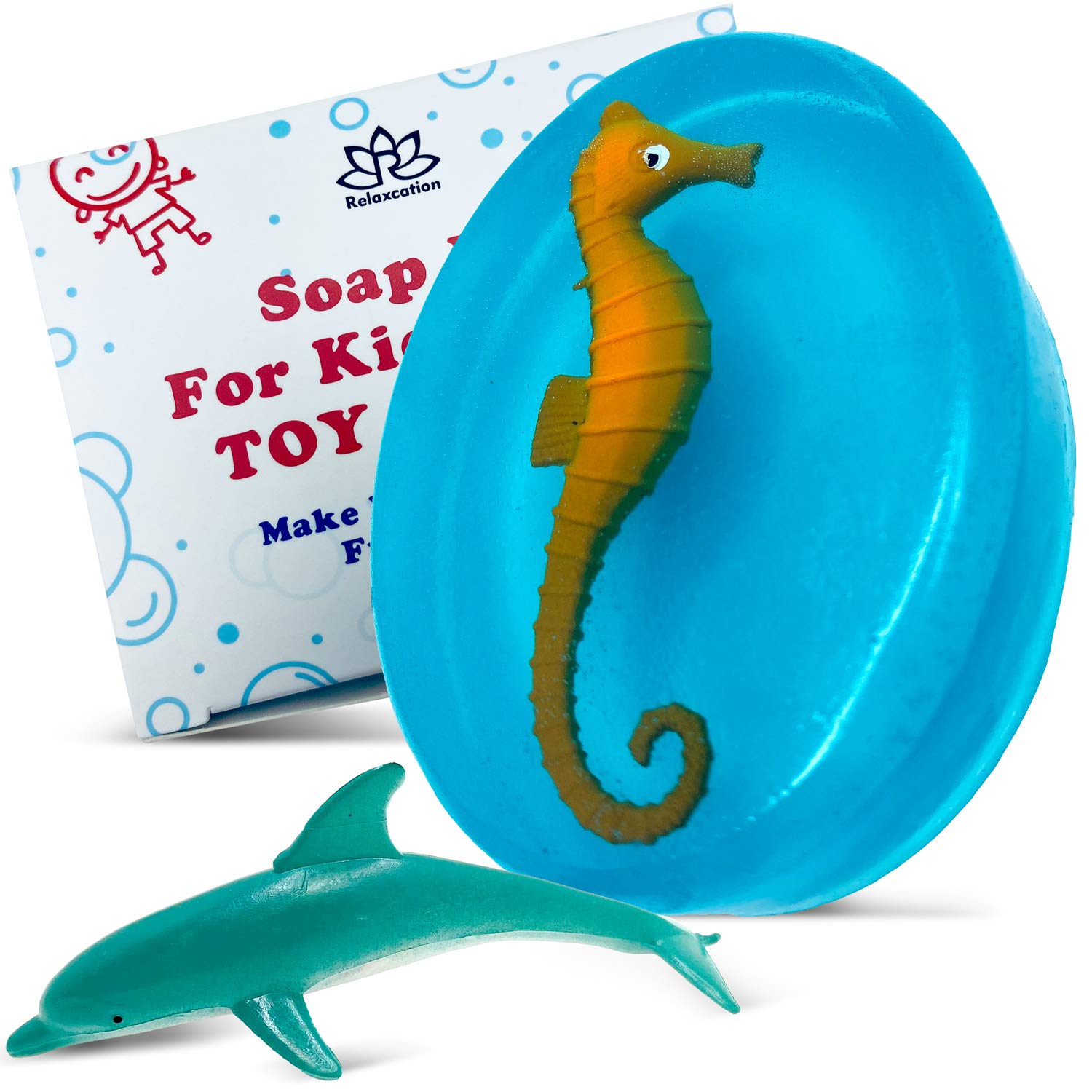 Soap Bar For Kids with Toy SEA ANIMALS Inside - Sweet SEA SHARK Scent and Blue Color