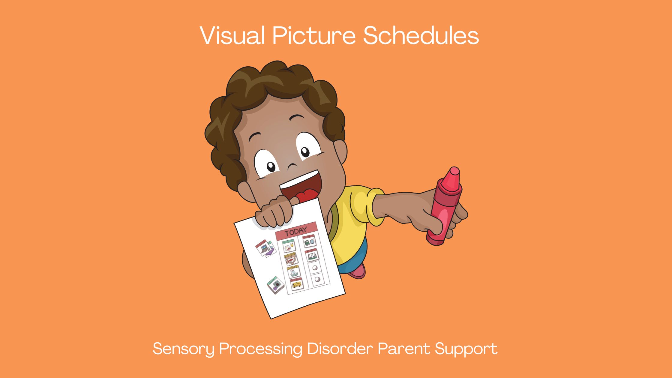 child with sensory differences holding a visual picture schedule Visual Picture Schedules