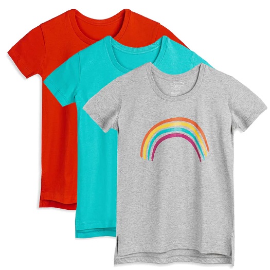 Mightly Girls Organic Cotton Extended Length T-Shirts 3 Pack