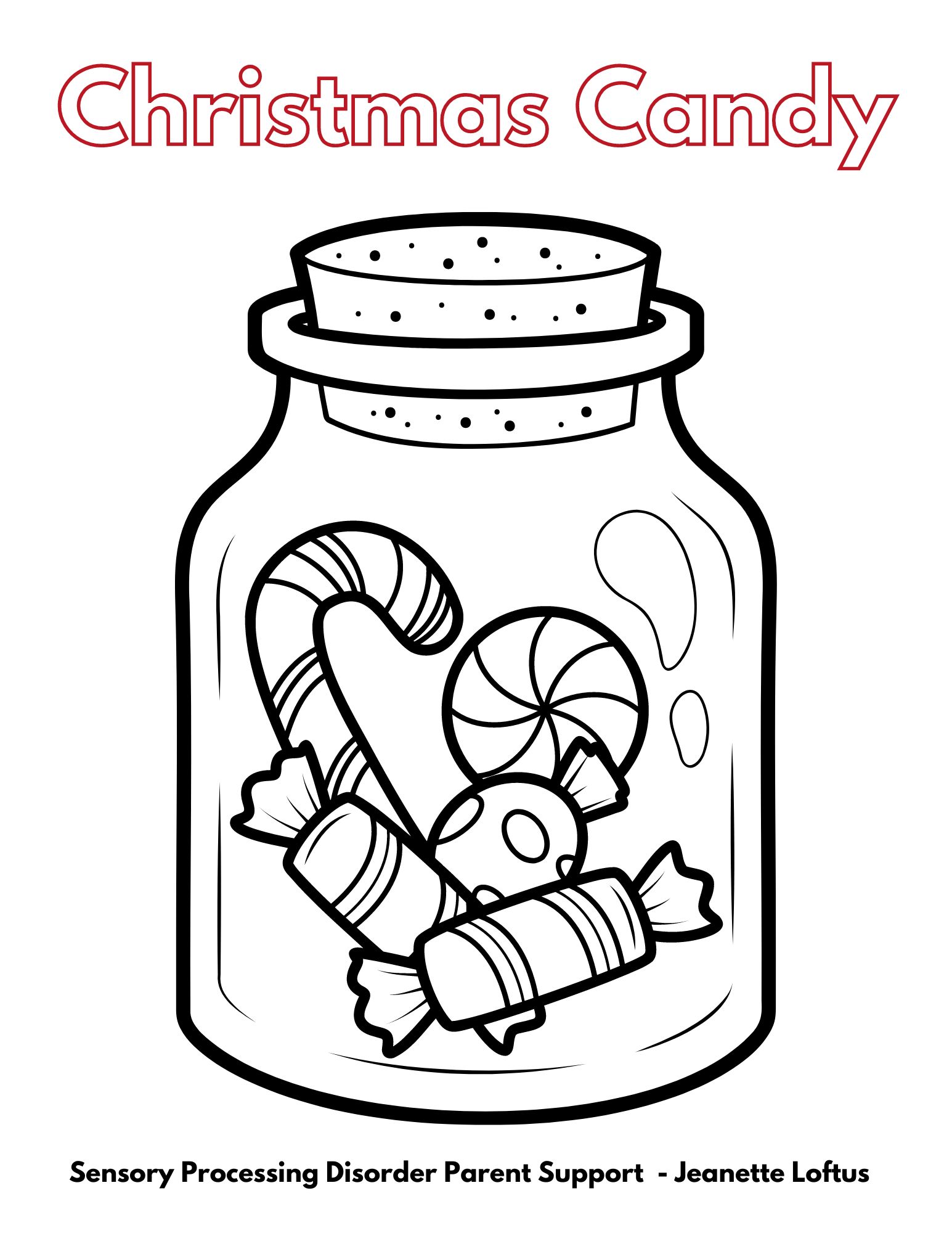 Christmas Candy Christmas Coloring Pages FREE Sensory Processing Disorder Parent Support