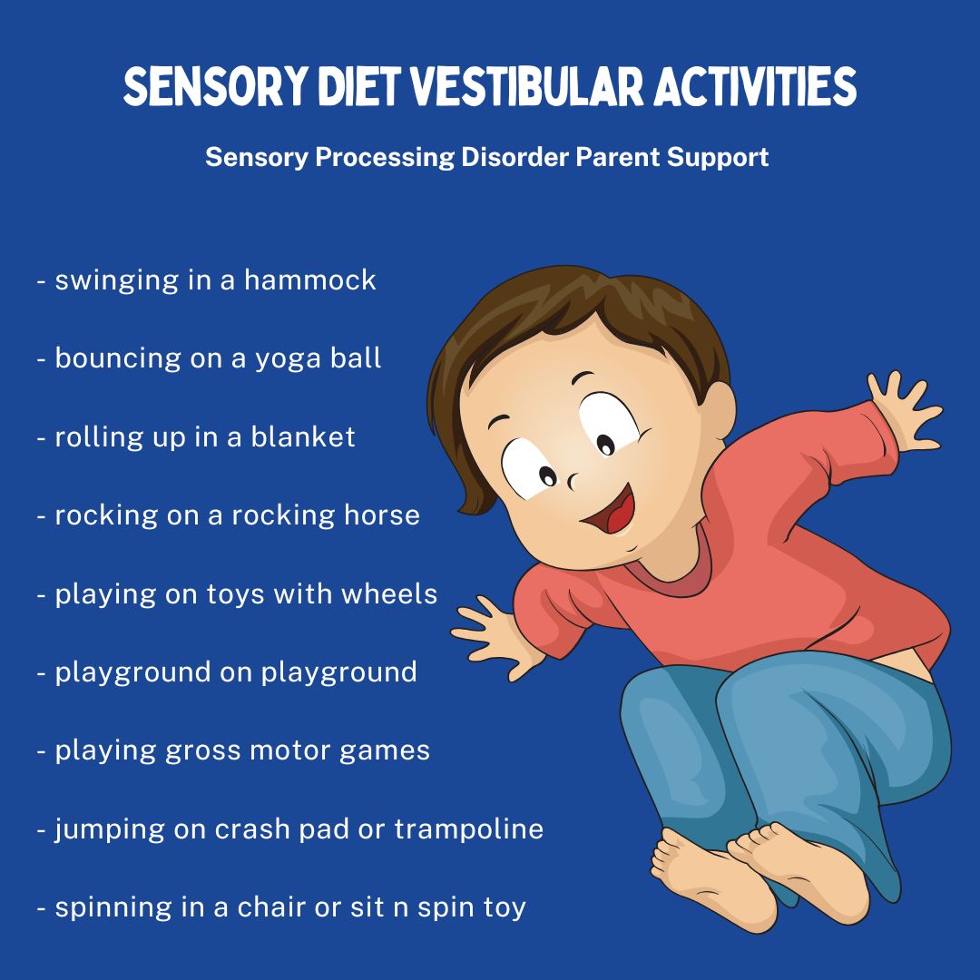 child jumping with sensory processing disorder doing Sensory Diet Vestibular Activities