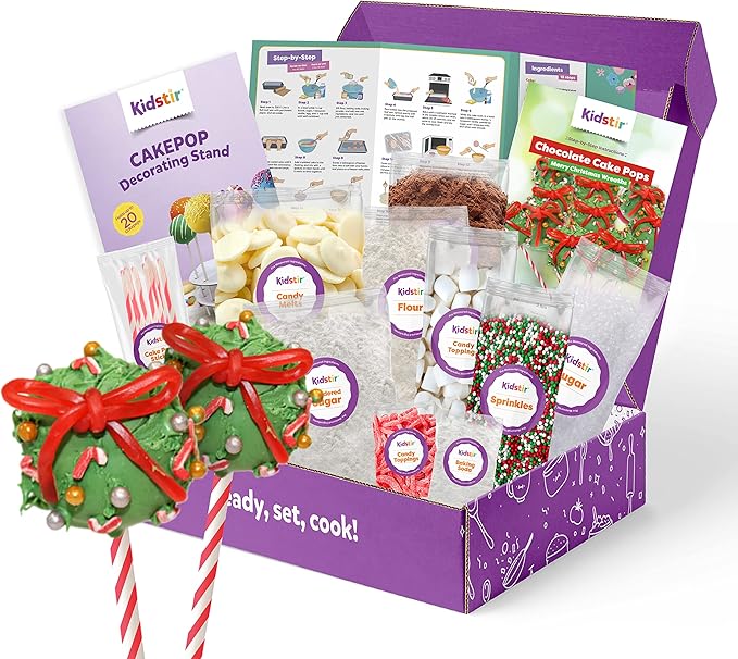 Kids Baking Kit Holiday Cake pop Kits Kids Baking Kit, Kids Kitchen DIY Kits With Pre-Measured Ingredients, Cake Decorating Kit Baking Set, Merry Christmas Wreaths