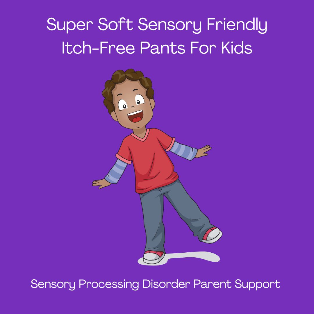 boy wearing sensory friendly pants for children