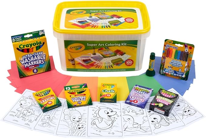 Crayola Super Art Coloring Kit (100+ Pcs), Arts & Crafts Set for Kids, Coloring Supplies for Classrooms