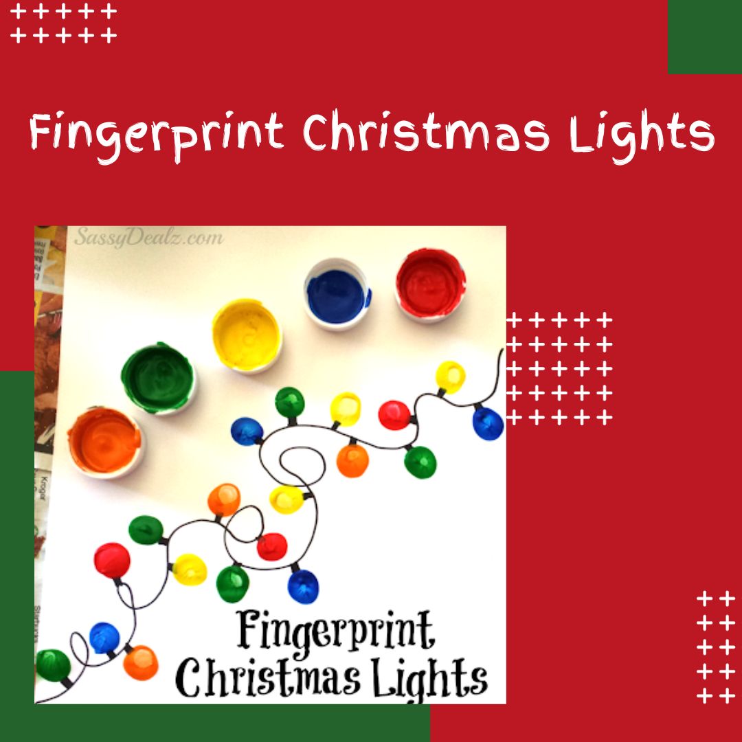 Fingerprint Christmas Lights craft for kids