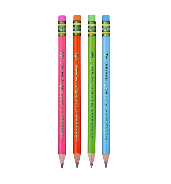 The Ticonderoga beginner pencil that teachers and parents love in bright neon colors! This triangular shaped