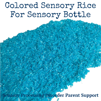 colored sensory rice sensory bin  sensory calming Bottle sensory processing disorder