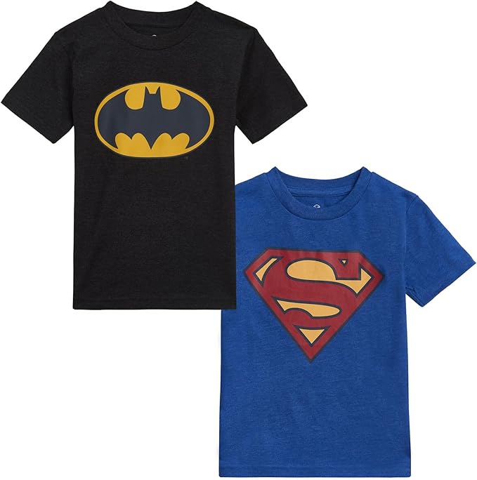 DC Comics Justice League sensory friendly shirts for children 2 Pack Adaptive T-Shirts Sensory Friendly Little Kid