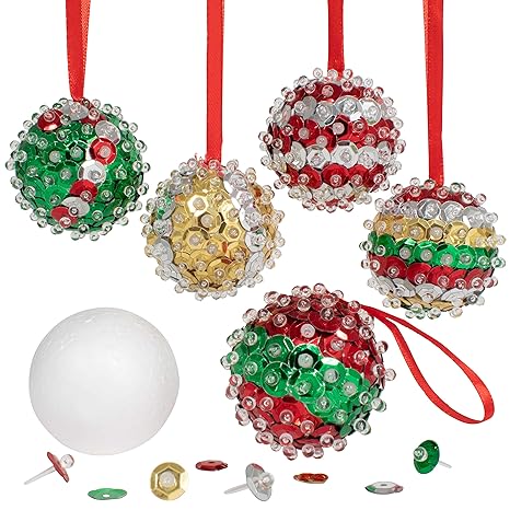 Create Your Own Sequin Ornaments - Set of 6 - Christmas Crafts for Kids - Christmas Tree Decorations - All Materials Included